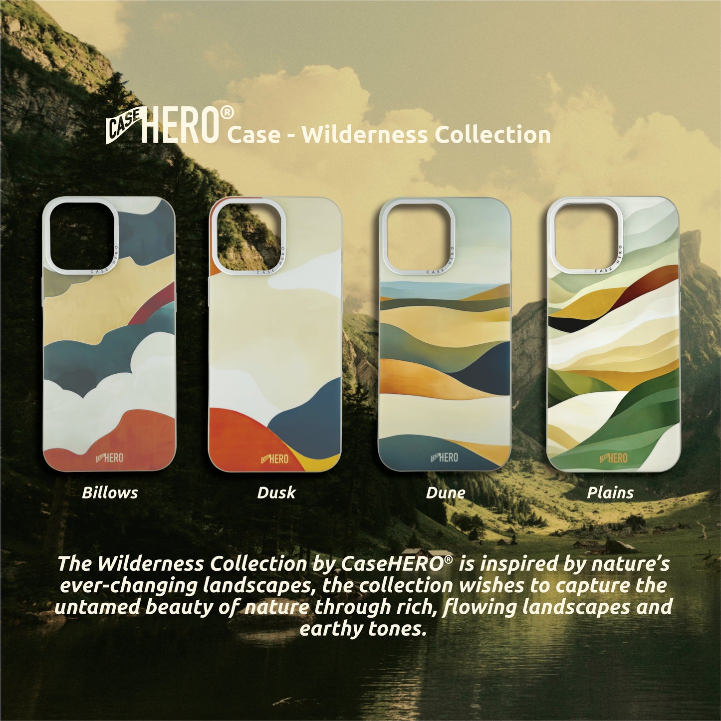 CaseHERO Wilderness Collection – Dune, Dusk, Plains, and Billows editions for iPhone 16 Pro Max