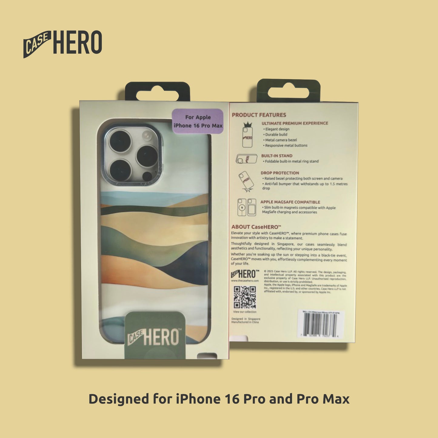 iPhone 16 Pro / Pro Max Case with Stand – MagSafe-Compatible, Drop Protection, Slim Fit – Dune