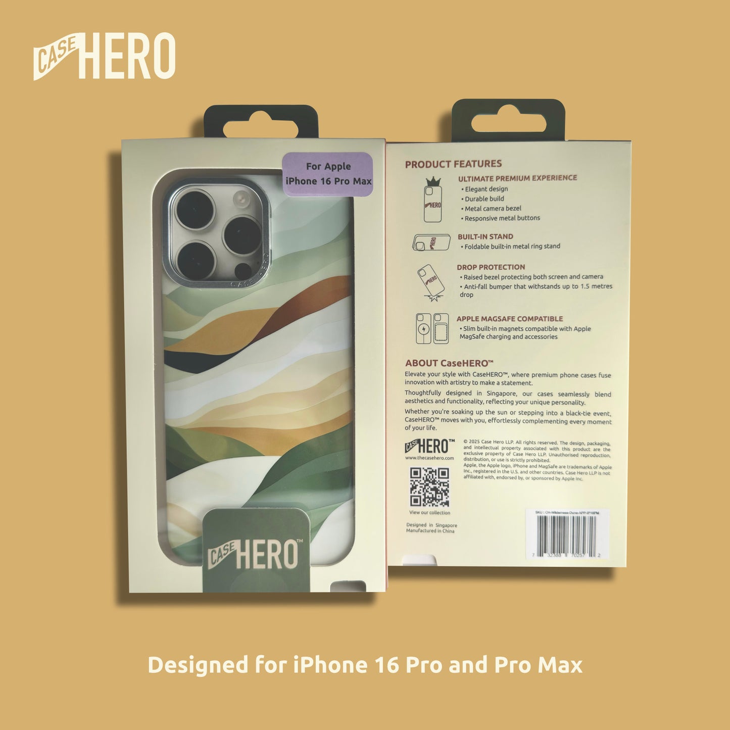 iPhone 16 Pro / Pro Max Case with Stand – MagSafe-Compatible, Drop Protection, Slim Fit – Plains