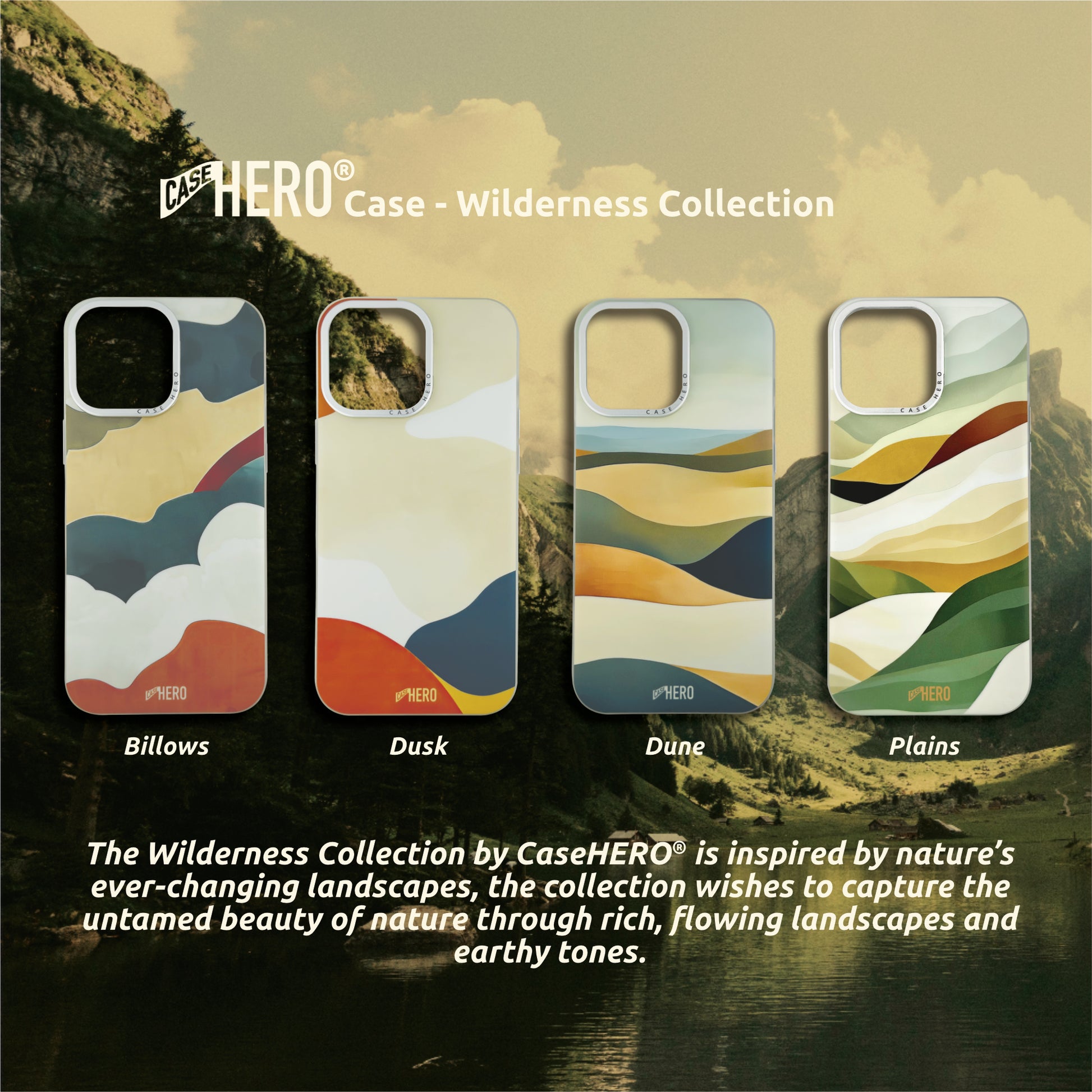 CaseHERO Wilderness Collection – Dune, Dusk, Plains, and Billows editions for iPhone 16 Pro Max